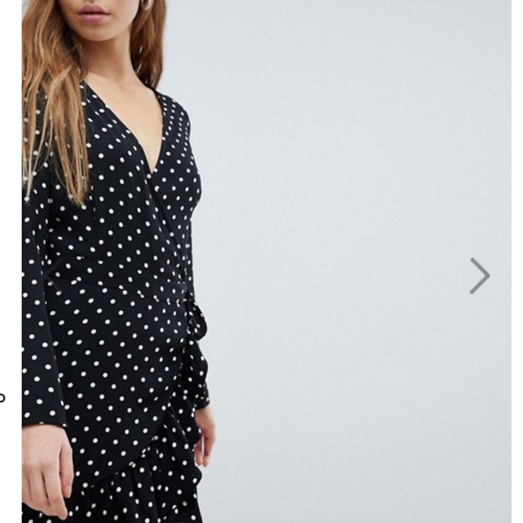 NWT Bershka polka dot long sleeve wrap dress - Picture 3 of 7